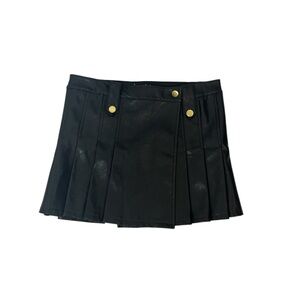 Black Faux Leather Pleated Mini Skirt